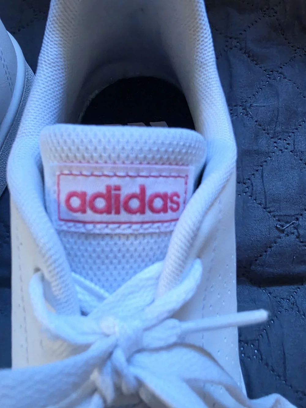 Adidas White Leather Sneakers with Pink Logo 4.5Y